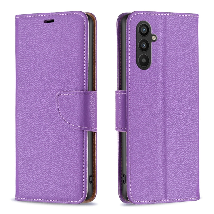 For Samsung Galaxy A34 5G Litchi Texture Pure Color Flip Leather Phone Case(Purple) - Galaxy Phone Cases by buy2fix | Online Shopping UK | buy2fix