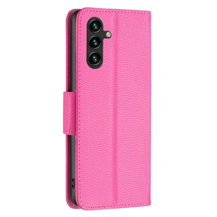 For Samsung Galaxy A55 Litchi Texture Pure Color Flip Leather Phone Case(Rose Red) - Galaxy Phone Cases by buy2fix | Online Shopping UK | buy2fix