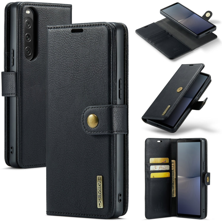 For Sony Xperia 10 V DG.MING Crazy Horse Texture Detachable Magnetic Leather Phone Case(Black) - Sony Cases by DG.MING | Online Shopping UK | buy2fix