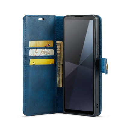 For Sony Xperia 10 VI DG.MING Crazy Horse Texture Detachable Magnetic Leather Phone Case(Blue) - Sony Cases by DG.MING | Online Shopping UK | buy2fix