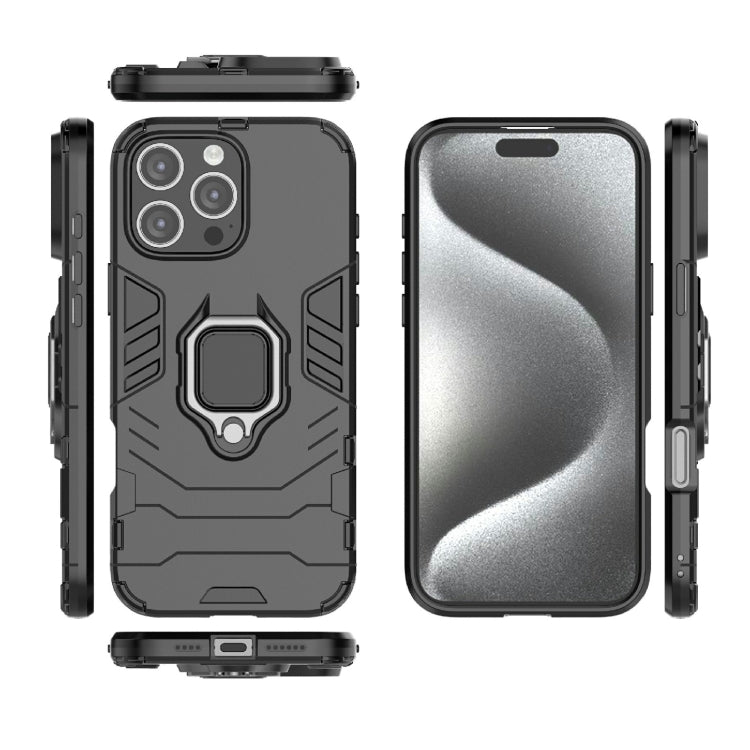 For iPhone 16 Pro Max Shockproof PC + TPU Holder Phone Case(Black) - iPhone 16 Pro Max Cases by buy2fix | Online Shopping UK | buy2fix