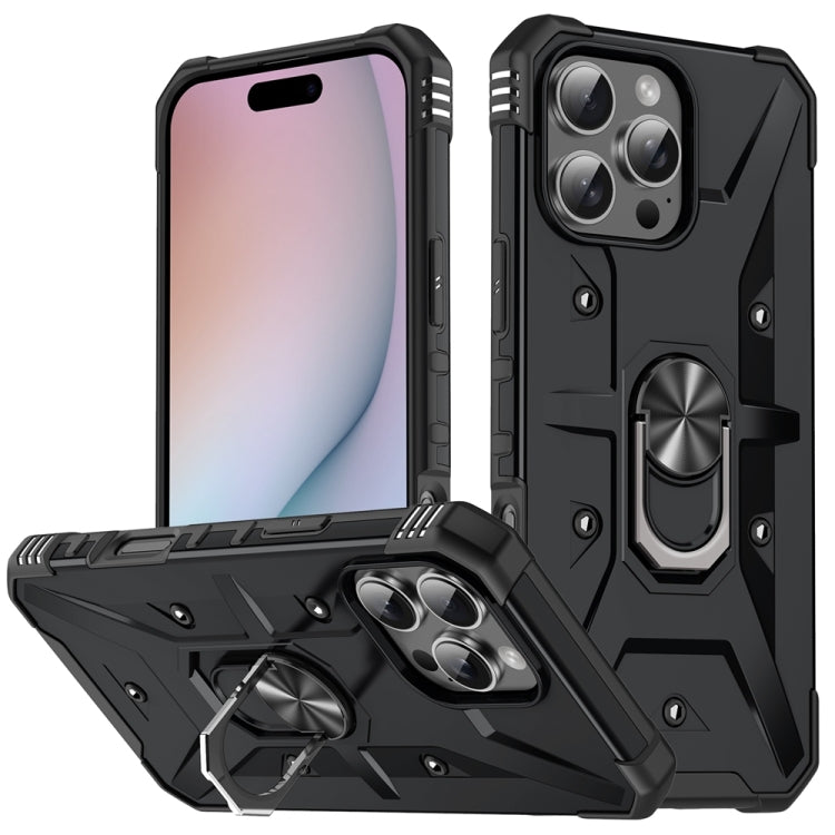 For iPhone 16 Pro Max Ring Holder Phone Case(Black) - iPhone 16 Pro Max Cases by buy2fix | Online Shopping UK | buy2fix