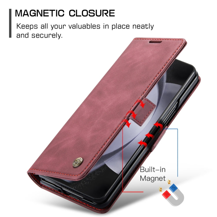 For Samsung Galaxy Z Fold5 CaseMe-013 Multifunctional Retro Frosted Leather Phone Case(Wine Red) - Galaxy Z Fold5 Cases by CaseMe | Online Shopping UK | buy2fix