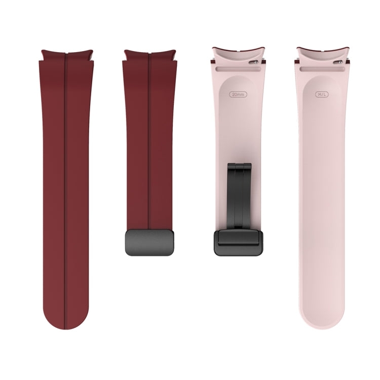 For Samsung Galaxy Watch 6 / 6 Classic Dual Color Magnetic Folding Buckle Silicone Watch Band(Wine Red+Pink) - Watch Bands by buy2fix | Online Shopping UK | buy2fix