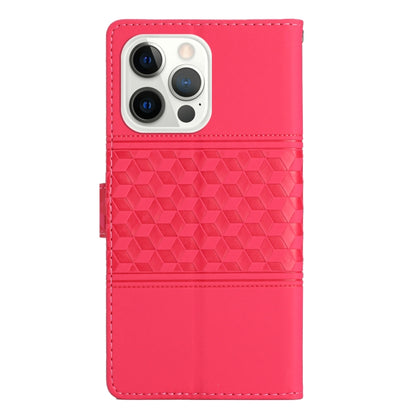 For iPhone 16 Pro Diamond Embossed Skin Feel Leather Phone Case(Red) - iPhone 16 Pro Cases by buy2fix | Online Shopping UK | buy2fix