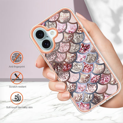 For iPhone 16 Plus Electroplating Pattern IMD TPU Shockproof Case(Pink Scales) - iPhone 16 Plus Cases by buy2fix | Online Shopping UK | buy2fix