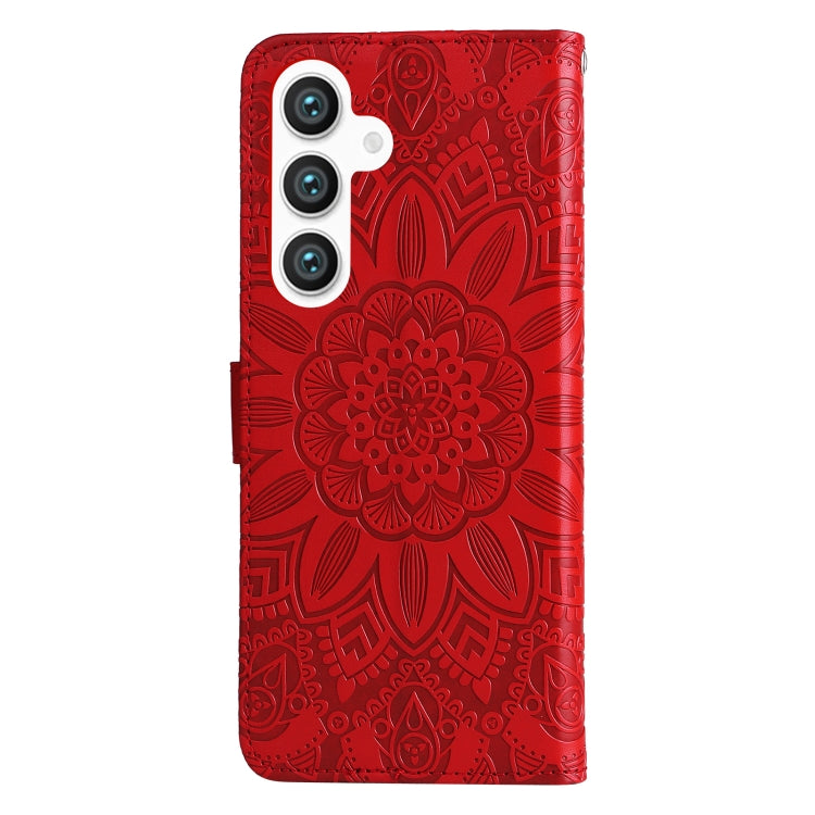 For Samsung Galaxy S24 Embossed Sunflower Leather Phone Case(Red) - Galaxy S24 5G Cases by buy2fix | Online Shopping UK | buy2fix