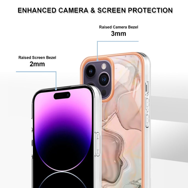 For iPhone 16 Pro Max Electroplating Marble Dual-side IMD Phone Case(Rose Gold 015) - iPhone 16 Pro Max Cases by buy2fix | Online Shopping UK | buy2fix