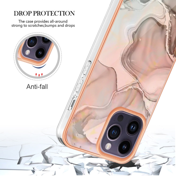 For iPhone 16 Pro Max Electroplating Marble Dual-side IMD Phone Case(Rose Gold 015) - iPhone 16 Pro Max Cases by buy2fix | Online Shopping UK | buy2fix