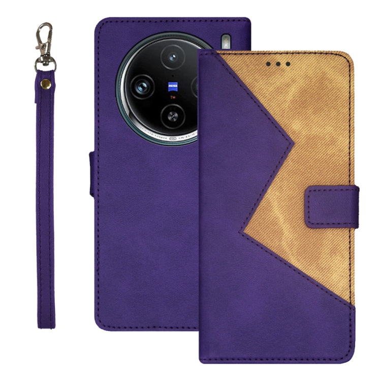 For vivo X100 Pro idewei Two-color Splicing Leather Phone Case(Purple) - X100 Pro Cases by idewei | Online Shopping UK | buy2fix