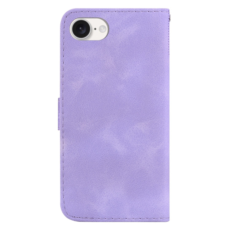 For iPhone SE 2024 Seven-shaped Embossed Leather Phone Case(Purple) - More iPhone Cases by buy2fix | Online Shopping UK | buy2fix