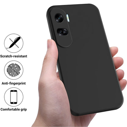 For Honor 90 Lite / X50i Pure Color Liquid Silicone Shockproof Phone Case(Black) - Honor Cases by buy2fix | Online Shopping UK | buy2fix