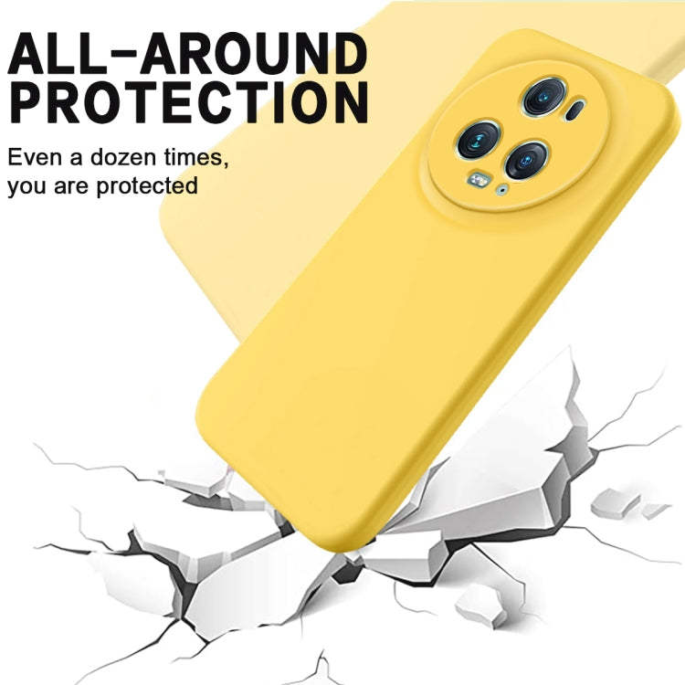 For Honor Magic5 Pro Pure Color Liquid Silicone Shockproof Phone Case(Yellow) - Honor Cases by buy2fix | Online Shopping UK | buy2fix