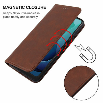 For Motorola Moto G 5G 2024 Magnetic Closure Leather Phone Case(Brown) - Motorola Cases by buy2fix | Online Shopping UK | buy2fix