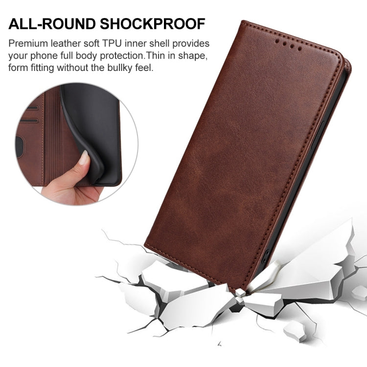 For Motorola Moto G 5G 2024 Magnetic Closure Leather Phone Case(Brown) - Motorola Cases by buy2fix | Online Shopping UK | buy2fix