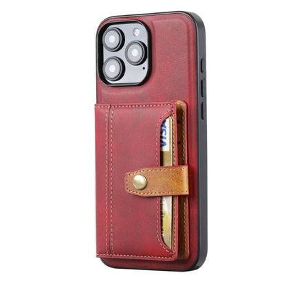 For iPhone 16 Pro Calfskin Card Slot TPU Hybrid PU Phone Case(Red) - iPhone 16 Pro Cases by buy2fix | Online Shopping UK | buy2fix