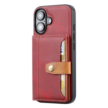 For iPhone 16 Calfskin Card Slot TPU Hybrid PU Phone Case(Red) - iPhone 16 Cases by buy2fix | Online Shopping UK | buy2fix