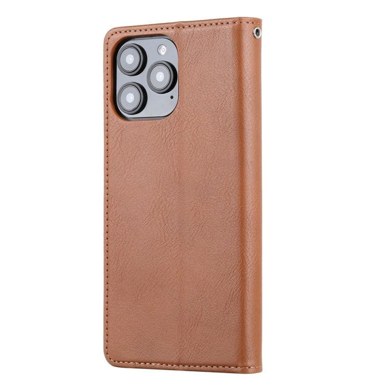 For iPhone 16 Pro Knead Skin Texture Flip Leather Phone Case(Brown) - iPhone 16 Pro Cases by buy2fix | Online Shopping UK | buy2fix