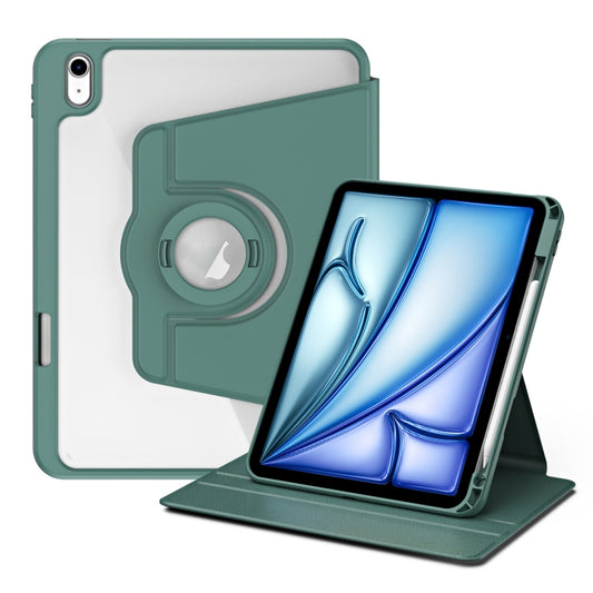 For iPad Air 13 2024 Acrylic 360 Rotation Detachable Leather Tablet Case(Deep Green) - iPad Air 13 2024 Cases by buy2fix | Online Shopping UK | buy2fix