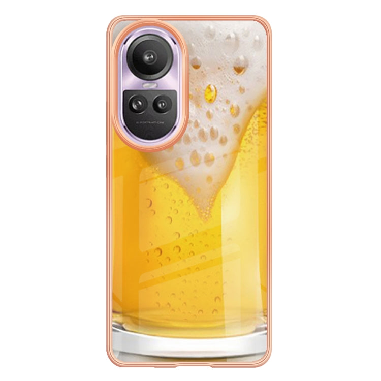 For OPPO Reno10 Pro 5G Global Electroplating Marble Dual-side IMD Phone Case(Draft Beer) - OPPO Cases by buy2fix | Online Shopping UK | buy2fix