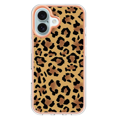 For iPhone 16 Electroplating Marble Dual-side IMD Phone Case(Leopard Print) - iPhone 16 Cases by buy2fix | Online Shopping UK | buy2fix