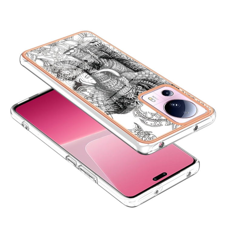 For Xiaomi 13 Lite 5G Electroplating Marble Dual-side IMD Phone Case(Totem Elephant) - 13 Lite Cases by buy2fix | Online Shopping UK | buy2fix