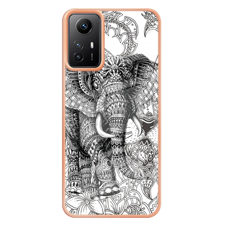 Xiaomi Redmi Note 12S 4G Electroplating Marble Dual-side IMD Phone Case(Totem Elephant) - Xiaomi Cases by buy2fix | Online Shopping UK | buy2fix