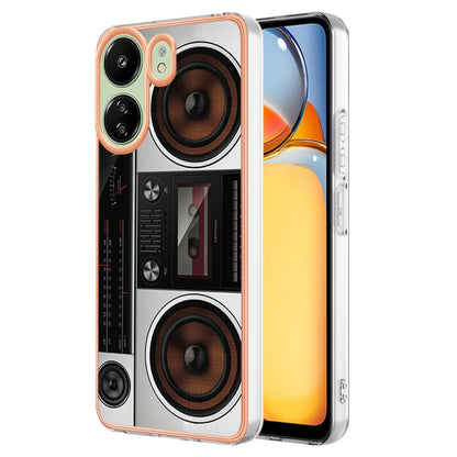 For Xiaomi Redmi 13C 4G Electroplating Marble Dual-side IMD Phone Case(Retro Radio) - 13C Cases by buy2fix | Online Shopping UK | buy2fix