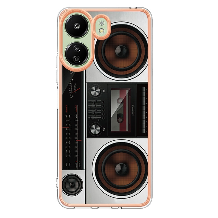 For Xiaomi Redmi 13C 4G Electroplating Marble Dual-side IMD Phone Case(Retro Radio) - 13C Cases by buy2fix | Online Shopping UK | buy2fix