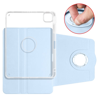 For iPad Air 13 2024 Clear Acrylic 360 Rotation Detachable Leather Tablet Case(Ice Blue) - iPad Air 13 2024 Cases by buy2fix | Online Shopping UK | buy2fix