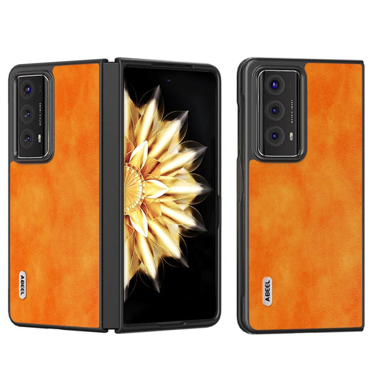 For Honor Magic V2 Dual Color Lichi Texture PU Phone Case(Orange) - Honor Cases by buy2fix | Online Shopping UK | buy2fix
