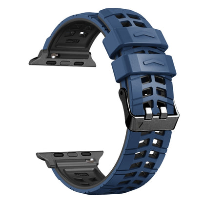 For Apple Watch Series 4 44mm Twill Dual-row Buckle Silicone Watch Band(Midnight Blue Black) - Watch Bands by buy2fix | Online Shopping UK | buy2fix