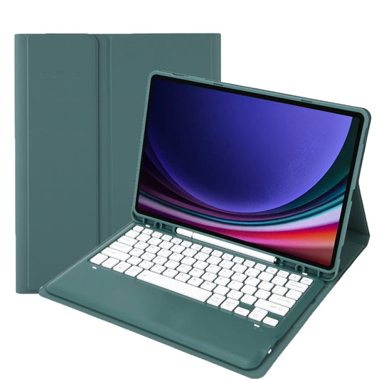 For Samsung Galaxy Tab S9 FE+ A810B Pen Slot Detachable Bluetooth Keyboard Leather Tablet Case(Dark Green) - Samsung Keyboard by buy2fix | Online Shopping UK | buy2fix