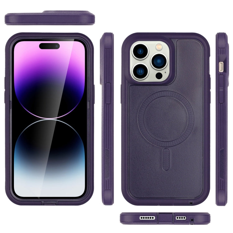 For iPhone 14 Pro Max Defender Series XT MagSafe Magnetic PC + TPU Shockproof Phone Case(Dark Purple) - iPhone 14 Pro Max Cases by buy2fix | Online Shopping UK | buy2fix