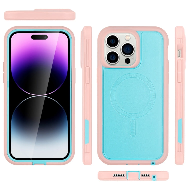 For iPhone 13 Pro Defender Series XT MagSafe Magnetic PC + TPU Shockproof Phone Case(Turquoise+Pink) - iPhone 13 Pro Cases by buy2fix | Online Shopping UK | buy2fix