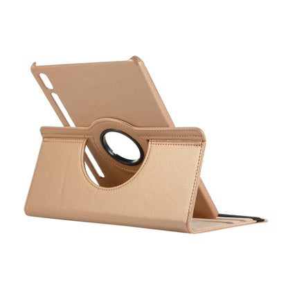 For Samsung Galaxy Tab S9 360 Degrees Rotation Holder Litchi Texture Leather Tablet Case(Golden) - Galaxy Tab S9 Cases by buy2fix | Online Shopping UK | buy2fix