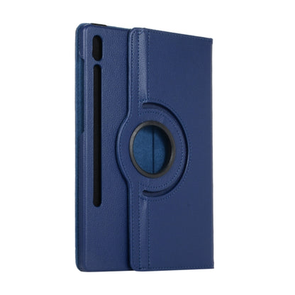 For Samsung Galaxy Tab S9 360 Degrees Rotation Holder Litchi Texture Leather Tablet Case(Blue) - Galaxy Tab S9 Cases by buy2fix | Online Shopping UK | buy2fix