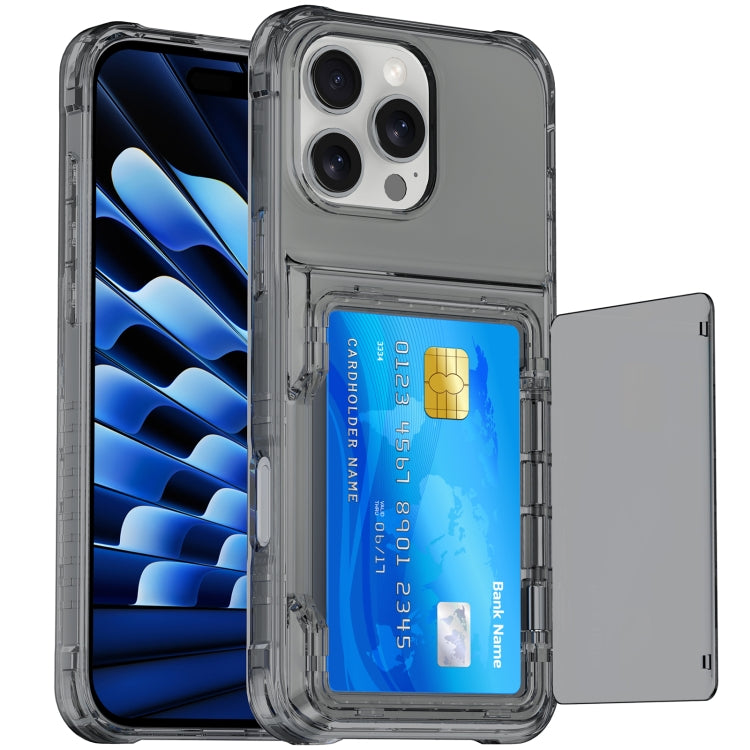 For iPhone 16 Pro Crystal Clear Flip Card Slot Phone Case(Transparent Black) - iPhone 16 Pro Cases by buy2fix | Online Shopping UK | buy2fix