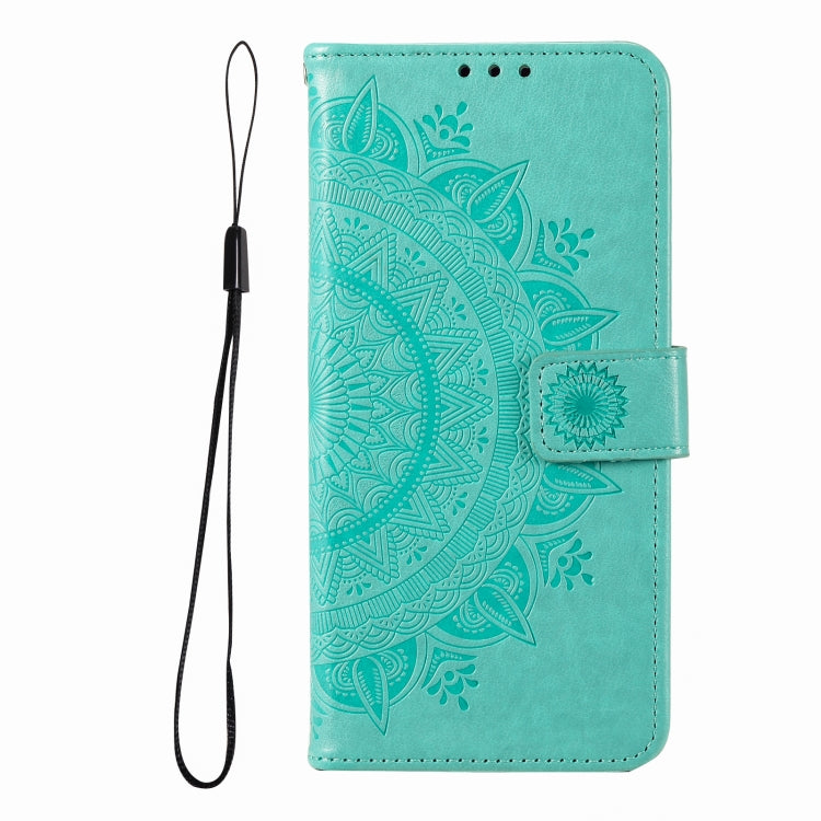 For iPhone 16 Pro Max Totem Flower Embossed Leather Phone Case(Green) - iPhone 16 Pro Max Cases by buy2fix | Online Shopping UK | buy2fix