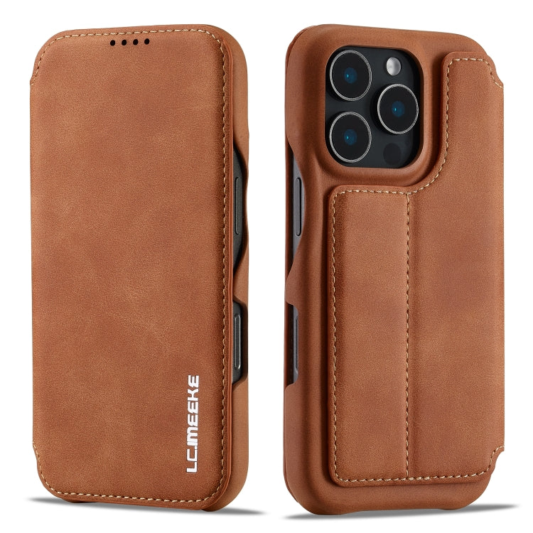 For iPhone 15 Pro Max LC.IMEEKE Hon Ancient Series Flip Leather Phone Case(Brown) - iPhone 15 Pro Max Cases by LC.IMEEKE | Online Shopping UK | buy2fix