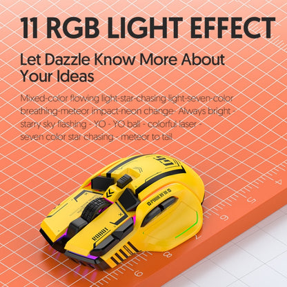 HXSJ G6 10 Keys RGB 12800DPI Tri-mode Wireless Gaming Mouse(Yellow) - Wireless Mice by HXSJ | Online Shopping UK | buy2fix