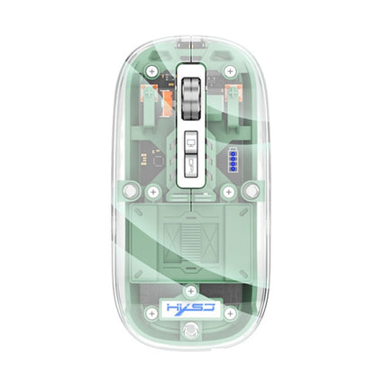 HXSJ T900 Transparent Magnet Three-mode Wireless Gaming Mouse(Bean Green) - Wireless Mice by HXSJ | Online Shopping UK | buy2fix