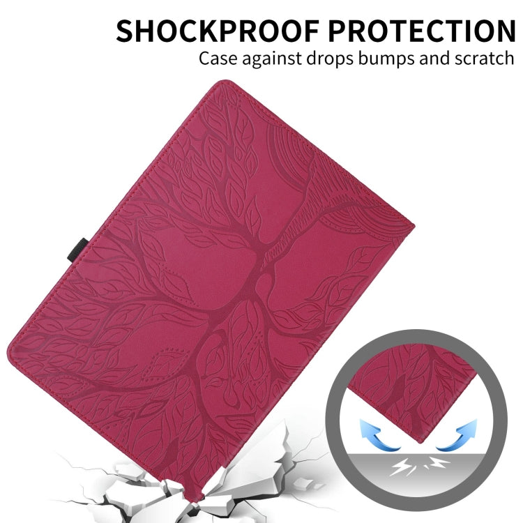 For Samsung Galaxy Tab S9 Ultra/S8 Ultra Tree Life Embossed Rotation Leather Tablet Case(Red) - Galaxy Tab S9 Ultra Cases by buy2fix | Online Shopping UK | buy2fix