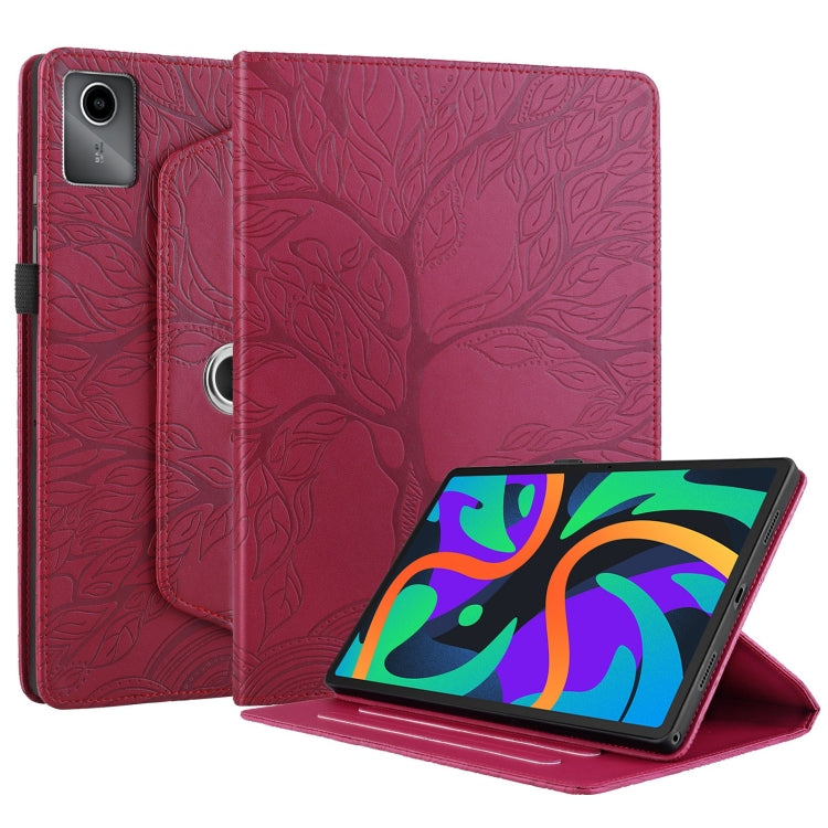 For Lenovo Tab M11 / Xiaoxin Pad 11 2024 Tree Life Embossed Rotation Leather Tablet Case(Red) - Lenovo by buy2fix | Online Shopping UK | buy2fix