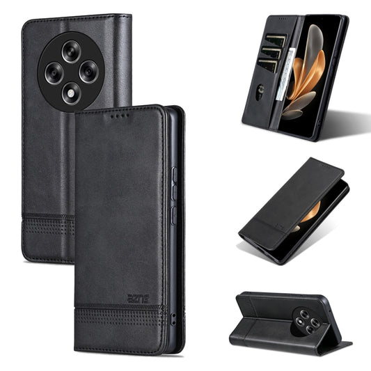 For OPPO Reno12 F 4G AZNS Magnetic Calf Texture Flip Leather Phone Case(Black) - Reno12 F Cases by AZNS | Online Shopping UK | buy2fix