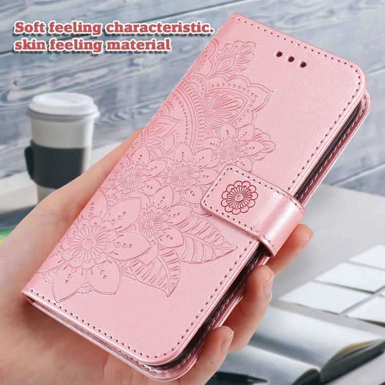 For OnePlus 12 Seven-petal Flowers Embossing Leather Phone Case(Rose Gold) - OnePlus Cases by buy2fix | Online Shopping UK | buy2fix