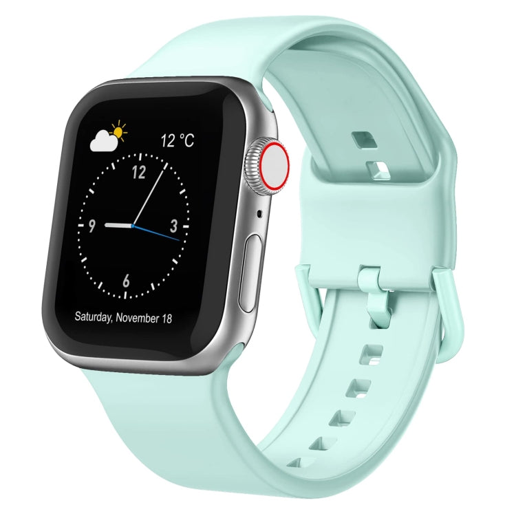 For Apple Watch Series 8 45mm Pin Buckle Silicone Watch Band(Mint Green) - Watch Bands by buy2fix | Online Shopping UK | buy2fix