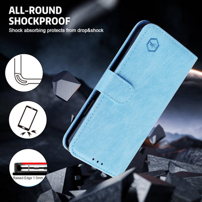 For iPhone 16 Skin Feeling Oil Leather Texture PU + TPU Phone Case(Light Blue) - iPhone 16 Cases by buy2fix | Online Shopping UK | buy2fix