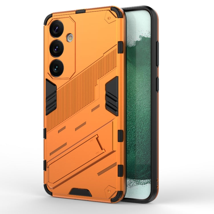 For Samsung Galaxy S24+ 5G Punk Armor 2 in 1 PC + TPU Shockproof Phone Case with Invisible Holder(Orange) - Galaxy S24+ 5G Cases by buy2fix | Online Shopping UK | buy2fix