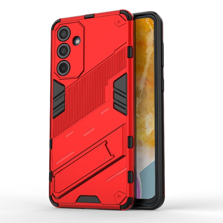 For Samsung Galaxy M55 5G Punk Armor 2 in 1 PC + TPU Shockproof Phone Case with Invisible Holder(Red) - Galaxy Phone Cases by buy2fix | Online Shopping UK | buy2fix